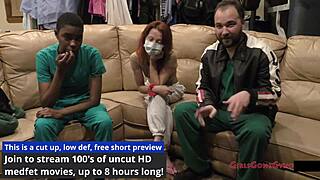 Jewels Yearly Physical Turns Erotic with Short Hair, Tanned Skin, Shaved Pussy, and Small Natural Tits in Hospital