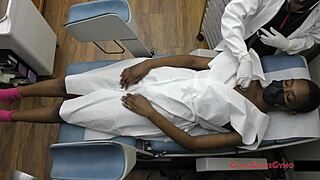 Jewels Yearly Physical Turns Erotic with Short Hair, Tanned Skin, Shaved Pussy, and Small Natural Tits in Hospital