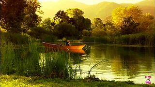 This lovely couple banged outdoors in the middle of a lake in a small 18+ boat