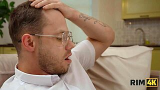 Rim4k Lies and Luxury: Nerdy Blonde in Stockings Gets Rimmed Hard!