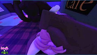 Viper takes care of Candy and her demi-human kittens in a gentle manner.