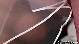 Feisty Hottie Gulps Sperm Load On Her Face!