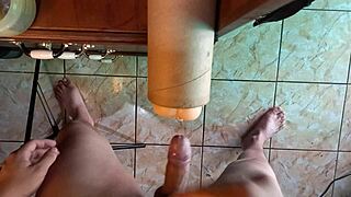 fucking the huge rubber vagina from pov until i cumshot