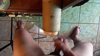 fucking the huge rubber vagina from pov until i cumshot