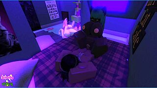 Viper takes care of Candy and her demi-human kittens in a gentle manner.