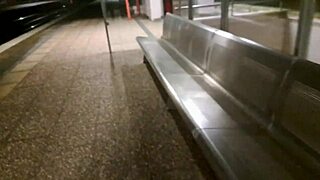 Outdoor train station encounter with a stranger