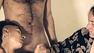 Sucking tongues and masturbating all together - 3some