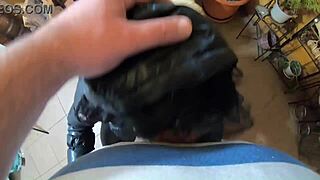 Milfycalla - A Lot Of Cum On My Black Down Jacket And Black Leather Leggings 216- Preview P2-I Love Filming In This