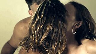 Sucking tongues and masturbating all together - 3some