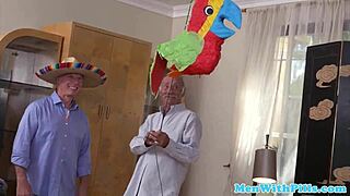 Busty Latina Blindfolded Gets Pussyfucked by Senior in Close-Up Reality Scene