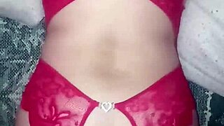 red lingerie dripping with cum from swingers