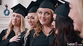 Milfs at graduation party, turning it into a wild reverse gangbang?