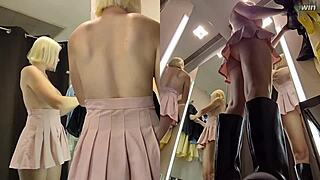 Hidden Cam Upskirt in Dressing Room Shows Juicy Pussy