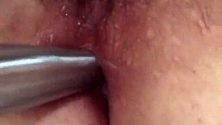 Man masturbates with daughter's thong in the kitchen, leading to assfucking and squirting.