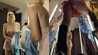 Hidden Cam Upskirt in Dressing Room Shows Juicy Pussy