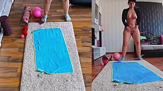 Hot sweaty naked yoga session