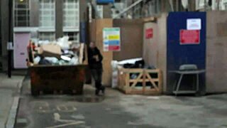 Sexy girl pisses on construction site in front of workers and flashes tits