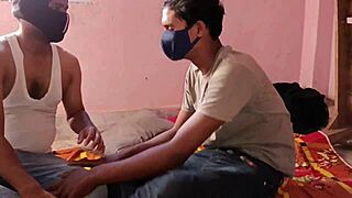 girlfriend fucks friend in desi threesome. cum on ass everywhere.