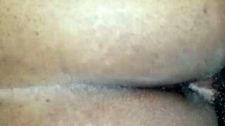 A quick cum from fucking my cheating ebony wife during massage