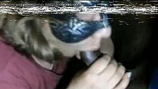 Latina milf sucks step dad's monster black cock in retro video.