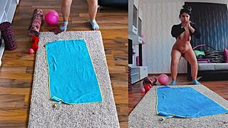 Hot sweaty naked yoga session