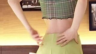 japanese beautiful girl shows off her navel-baring outfit