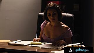 The undercover agent bangs her boss at work to protect her secret.