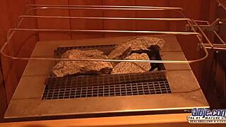 Old Young 18+ Teen Fucked in Sauna Gives Blowjob to Old Cock