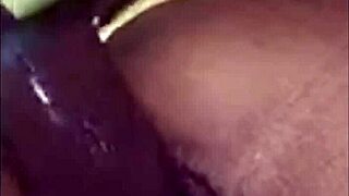 Ebony babe plays with her wet pussy using a big dildo 😍