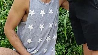 i sucked endowed farmer outdoors while friend filmed