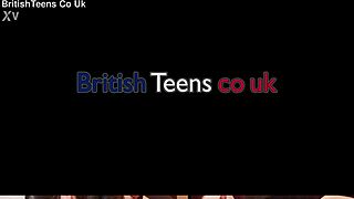 British teen with blue eyes fucks boyfriend in costumes for creampie orgasm!