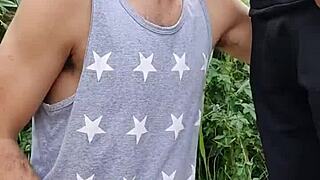 i sucked endowed farmer outdoors while friend filmed