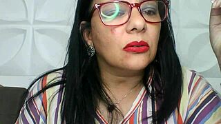 The attractive mother-in-law in an erotic scene