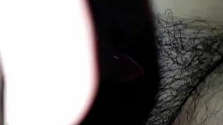 amateur girl with hairy pussy masturbates, getting wet for those who enjoy it