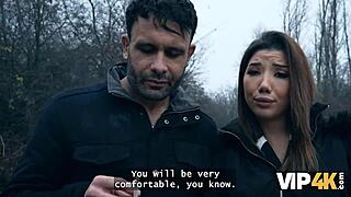 European girlfriend shows her natural tits to get her boyfriend back easily