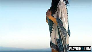 Hot latina teen model with natural big boobs strips