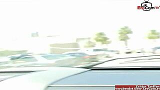 pick up a busty blonde slut with a tattoo for a fuck and a facial