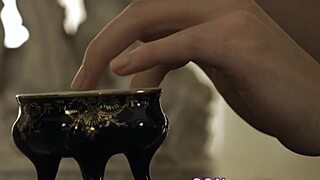 European blonde babe masturbates her natural tits and pussy