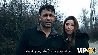 European girlfriend shows her natural tits to get her boyfriend back easily