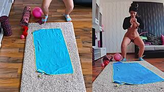 Naked Yoga Workout Exposing Curvy Milf's Big Ass And Asshole 😍