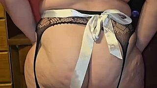 Sexy Fishnets Spready Her Ass Cheeks