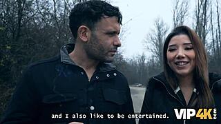 European girlfriend shows her natural tits to get her boyfriend back easily