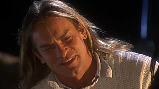 Blonde milf in golden high heels