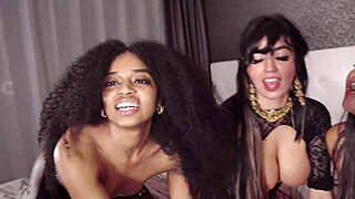 Brutal orgy with two big black cocks, rough fucking and dirty talk