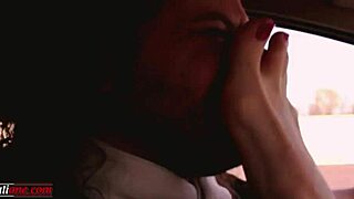 Traveling With Lisa - Foot Domination Sucking And Licking Barefoot In Car