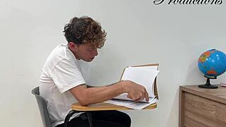 student chats with classmate in class