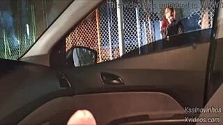 Risky street handjob for that hot teen.