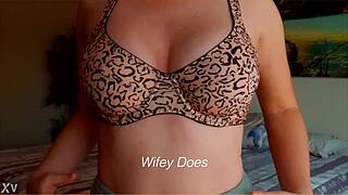 Milf In Leopard Print Bra Showcases Big Natural Tits