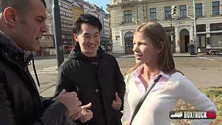 beautiful sarah kay gets cum shot on big ass in public