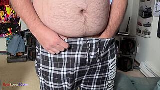 Solo Amateur Strokes Cock in Bedroom Until Cum